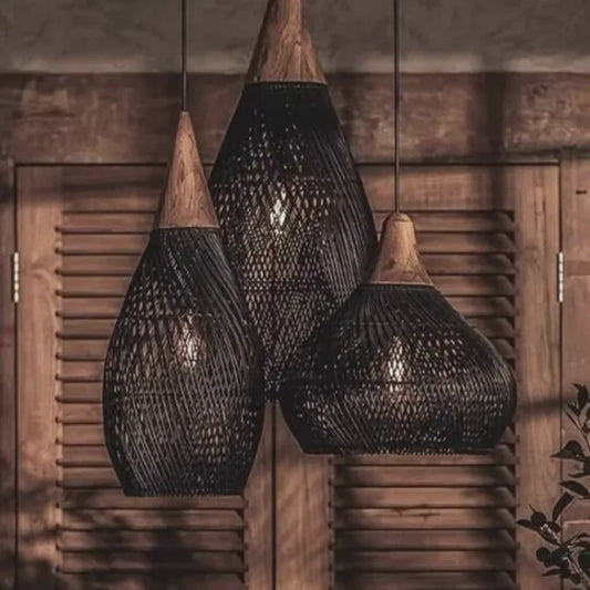 60cm Wabi Sabi Rotan Hanglamp - Japanse Retro Design voor Woonkamer & Eetkamer