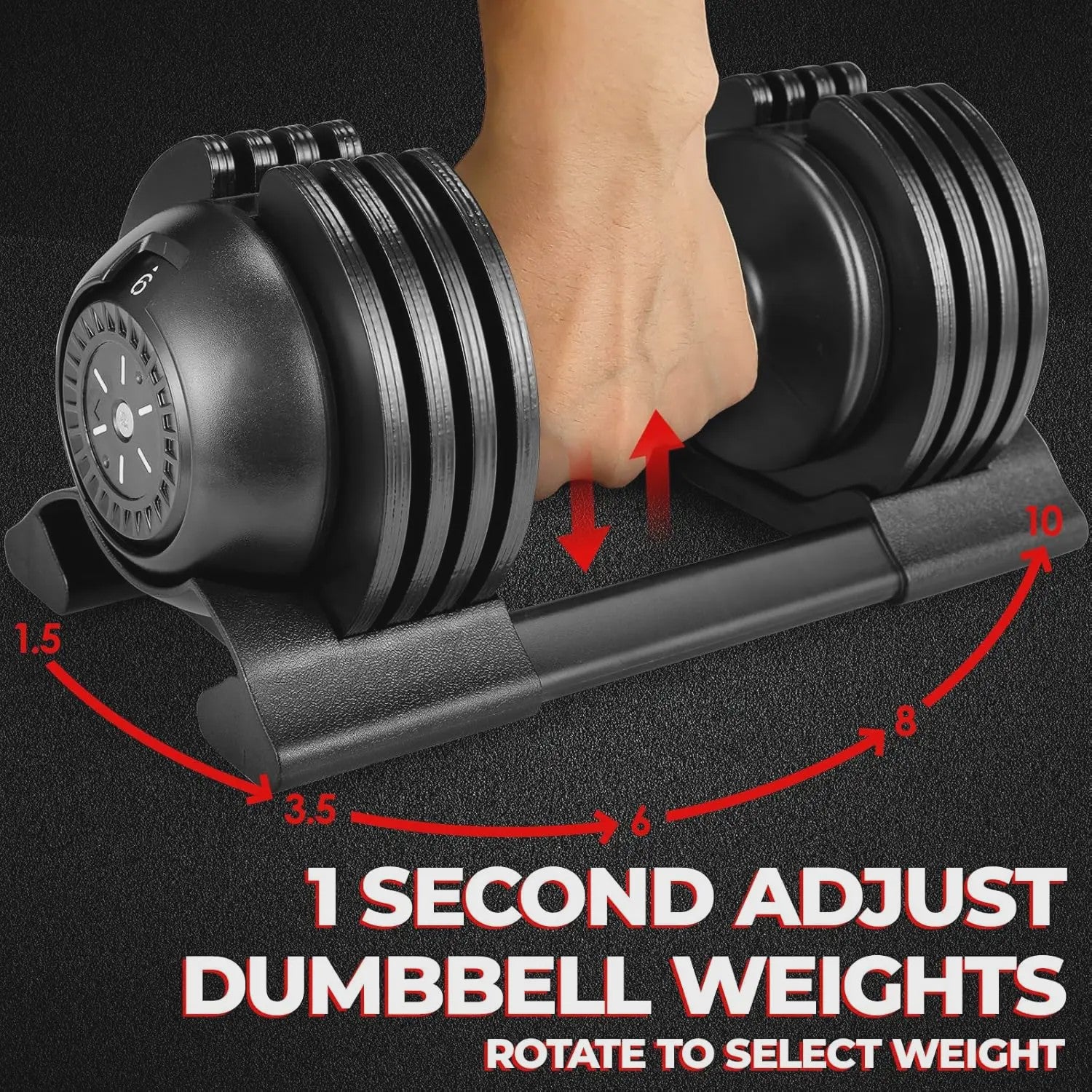 Verstelbare Dumbbells Set 1.5-24 kg met 5 Gewichtsniveaus - Compact en Efficiënt Trainen