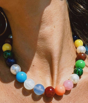 Bohemian Resin Kralen Ketting - Statement Choker met Dubbele Kleuren
