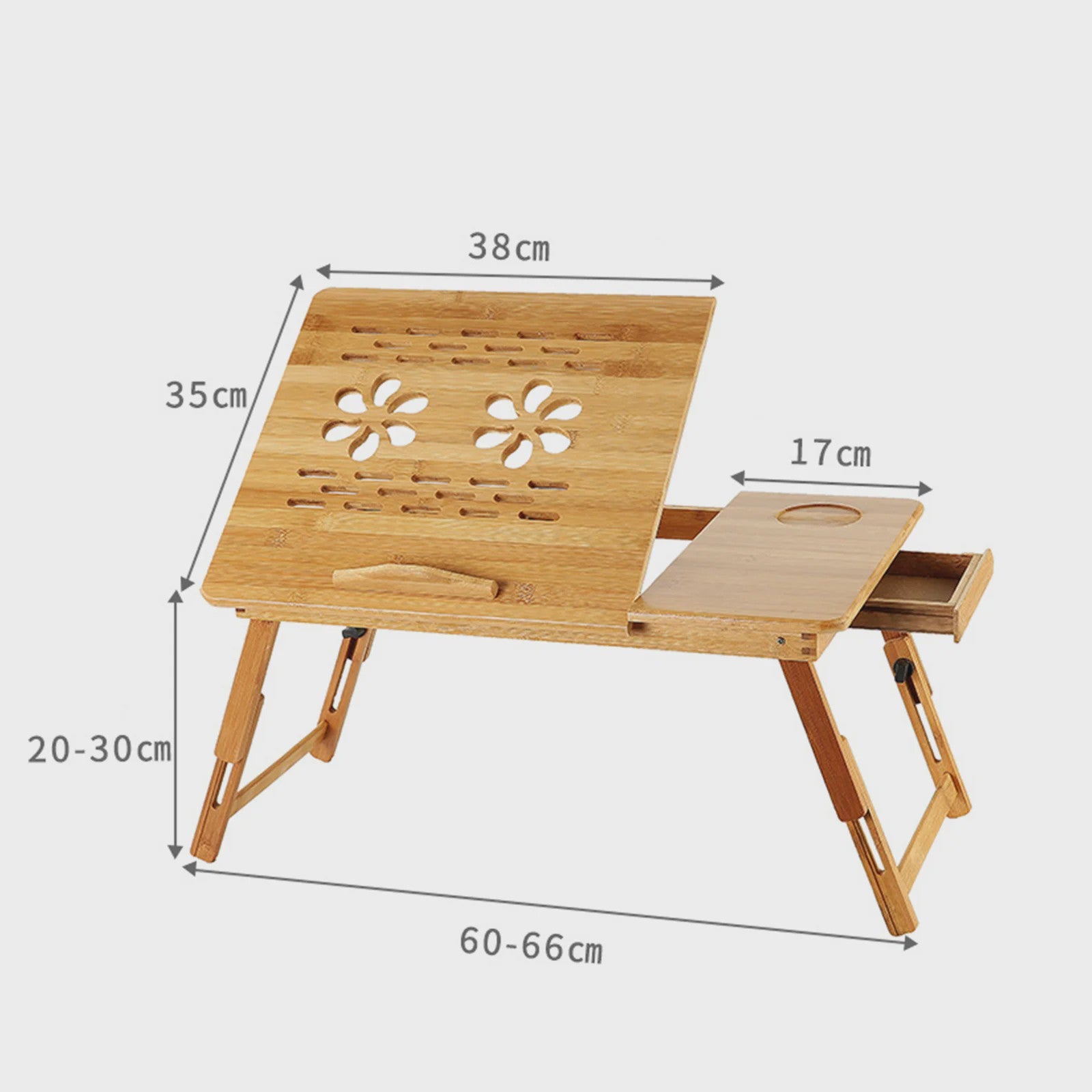 Opklapbare Bamboe Bedtafel met Verstelbare Hoogte & Kantelbaar Bureau - Ideaal voor Laptop, Ontbijt & Lezen