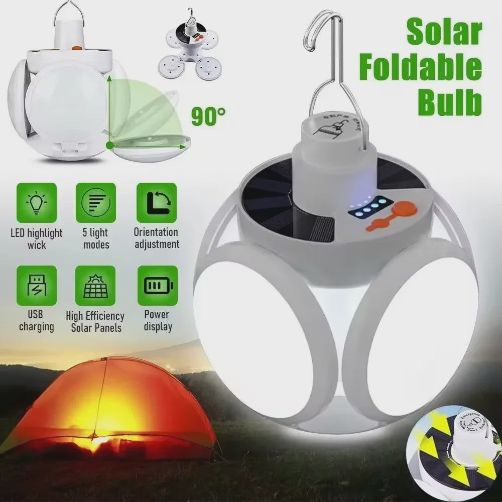 Oplaadbare Solar Camping Lantaarn - Krachtig, Draagbaar & Opvouwbaar LED Licht met USB