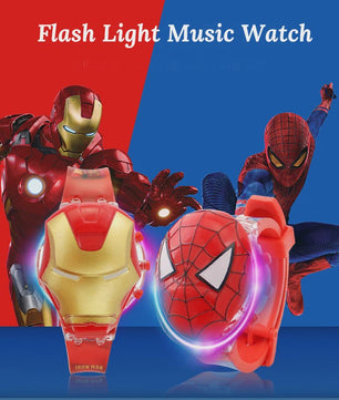 Kinderhorloge met Licht & Geluid: Spider-Man, Iron Man & Captain America