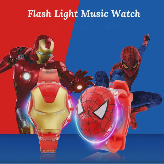 Kinderhorloge met Licht & Geluid: Spider-Man, Iron Man & Captain America