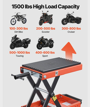 Motorlift 1500 lbs / 680 kg - Robuuste Werkstand met Kruk voor Motoren
