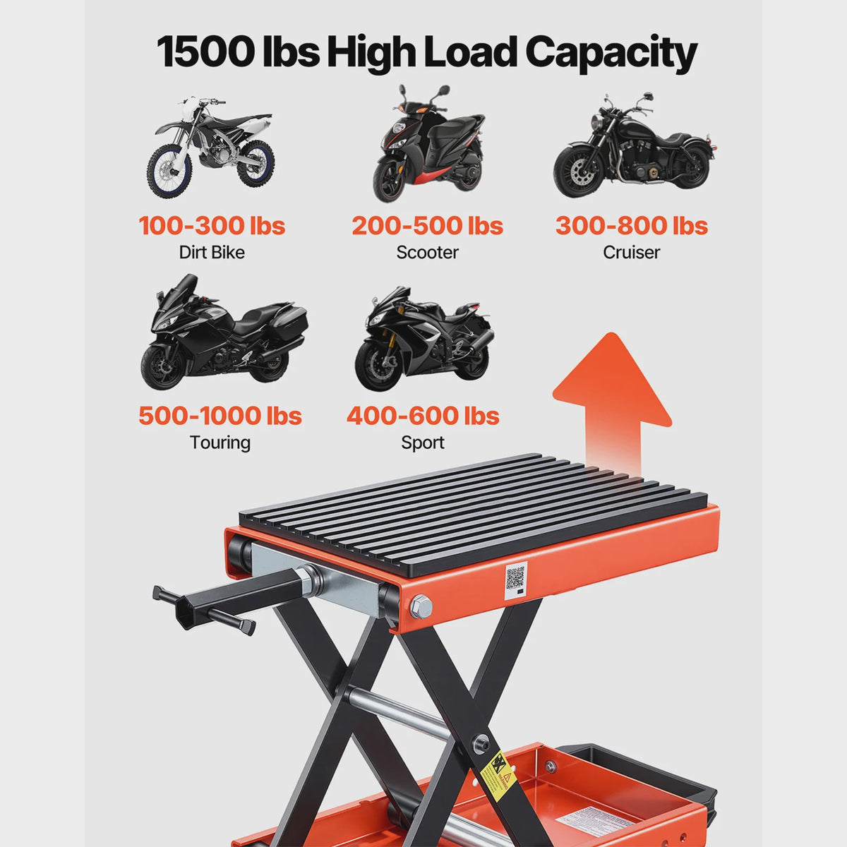 Motorlift 1500 lbs / 680 kg - Robuuste Werkstand met Kruk voor Motoren