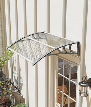 Outsunny Transparante Polycarbonaat Deur- en Raamoverkapping 100x75x23 cm