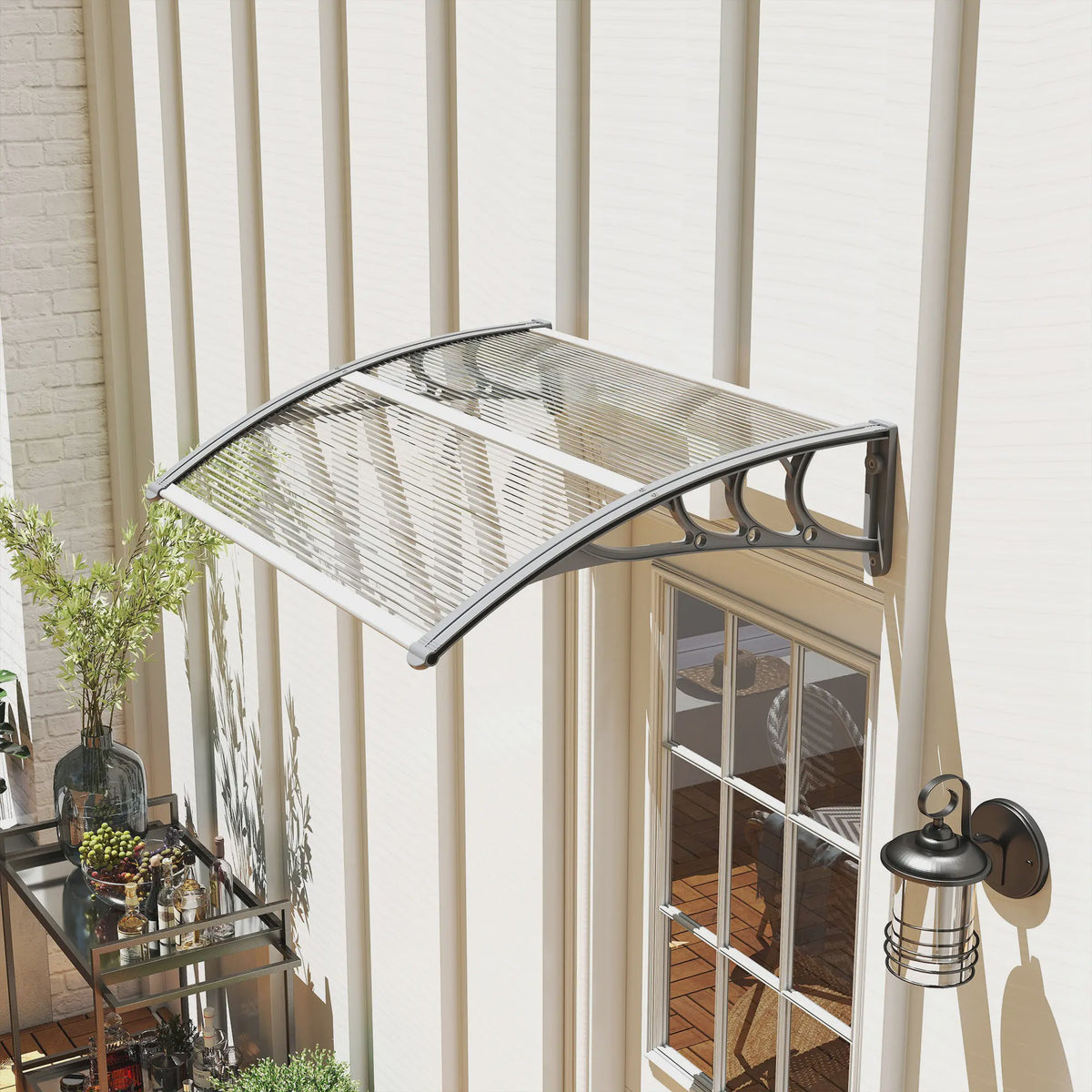Outsunny Transparante Polycarbonaat Deur- en Raamoverkapping 100x75x23 cm