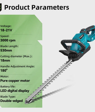 Accu Heggenschaar 53cm - 3000 RPM - 180° Verstelbaar - Makita Accu Compatibel