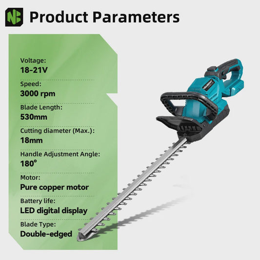 Accu Heggenschaar 53cm - 3000 RPM - 180° Verstelbaar - Makita Accu Compatibel