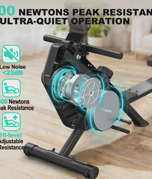 Inklapbare Roeitrainer MettleMatic: 16 Niveaus Magnetische Weerstand & LCD Monitor voor Thuis Cardio