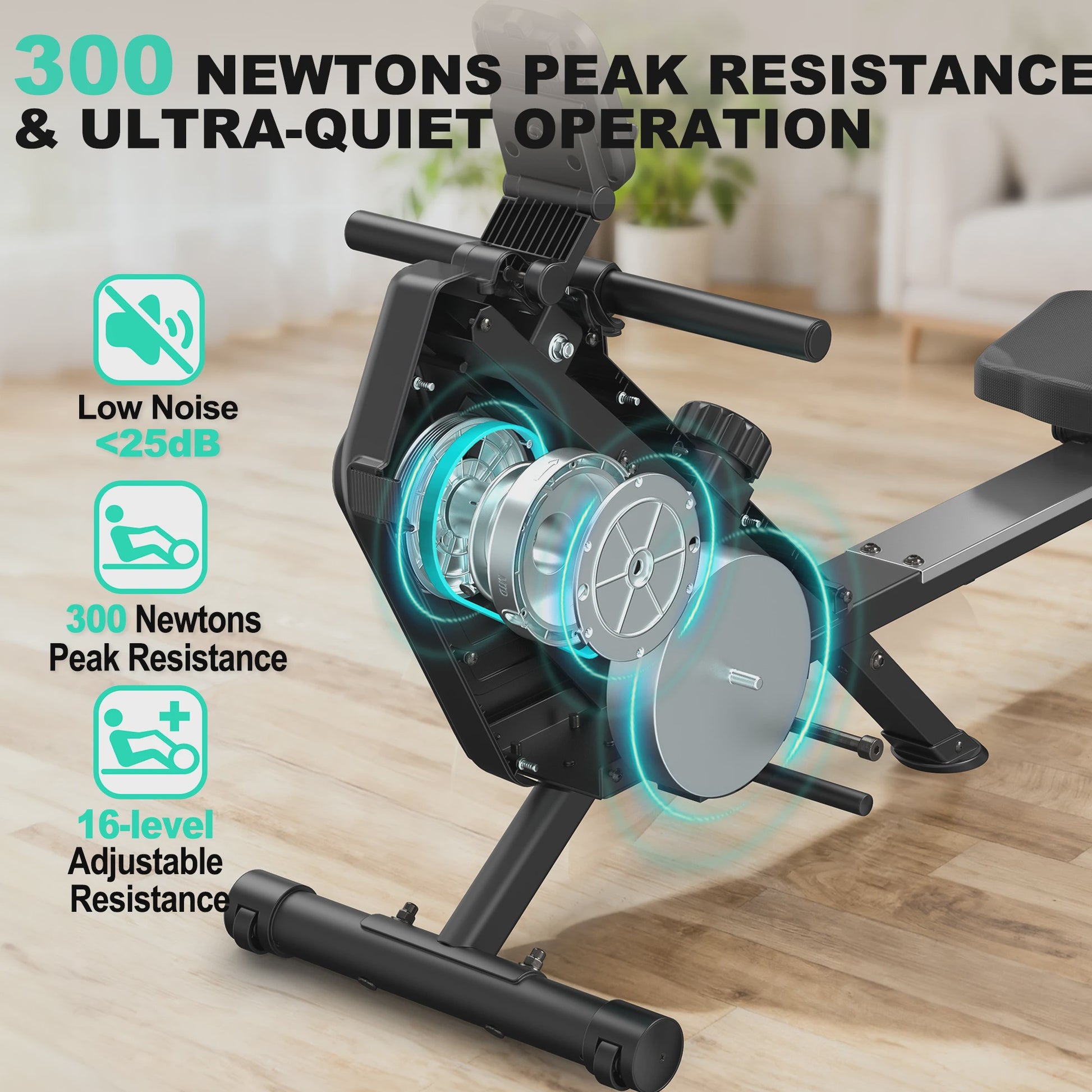 Inklapbare Roeitrainer MettleMatic: 16 Niveaus Magnetische Weerstand & LCD Monitor voor Thuis Cardio