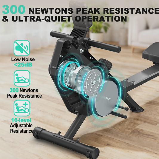 Inklapbare Roeitrainer MettleMatic: 16 Niveaus Magnetische Weerstand & LCD Monitor voor Thuis Cardio