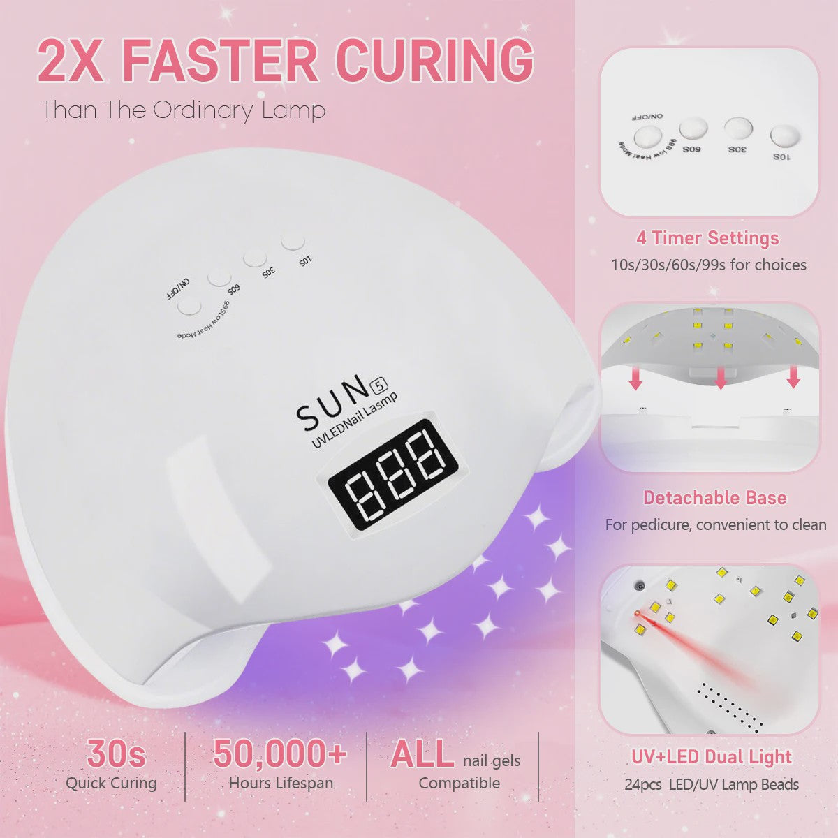 Professionele UV LED Nageldroger - 24 LEDs, 4 Timers, Draagbaar