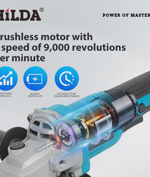 HILDA 21V Accu Haakse Slijper - Brushless Krachtpatser voor Slijpen, Polijsten & Snijden