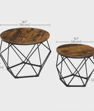 Set van 2 Ronde Salontafels - Modern Industrieel Design met Metalen Frame