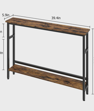 Moderne Smalle Console Tafel met Verstelbare Plank - 100x15cm