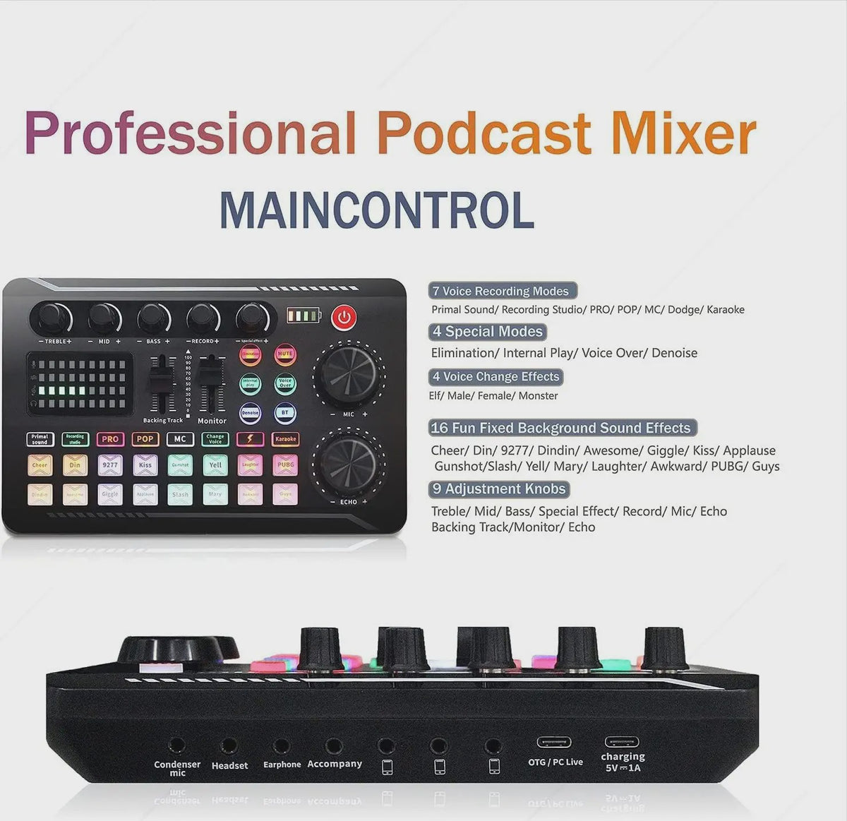 Professionele Podcast Mixer: All-in-One Audio Interface voor Streamen & Opnemen
