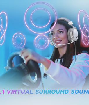 FIFINE H9W Gaming Headset met 7.1 Surround Sound, USB & 3.5mm Jack, Microfoon - Wit