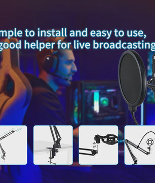 Professionele Livestream Microfoon Kit met Audio Interface, Arm en Popfilter