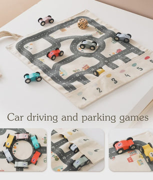 Montessori Verkeersspeelmat met Houten Auto's - Educatief Spel voor Kinderen