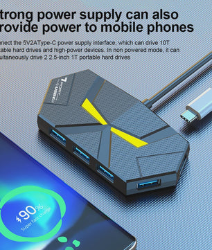 4/7 Poorts USB 3.0 Hub met Type-C Voeding - 5Gbps Docking Station voor Laptop & PC