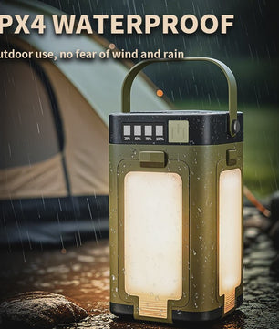 Draagbare Campinglamp met Powerbank & Zonnepaneel - Opvouwbaar & Slim Display