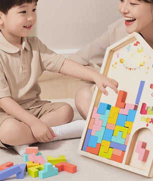 Houten 3D Puzzel Blokken Spel - Logica Training & Ouder-Kind Interactie