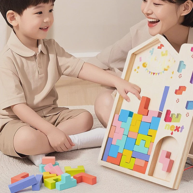 Houten 3D Puzzel Blokken Spel - Logica Training & Ouder-Kind Interactie
