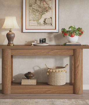 Tribesigns 160cm Farmhouse Console Tafel - Smal, Lang Dressoir voor Achter de Bank met 2 Lagen Opslag