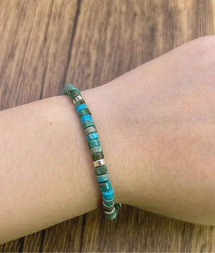 Verstelbare Natuurlijke Turkoois Kralen Armband - Uniek Cadeau & Vakantie Accessoire