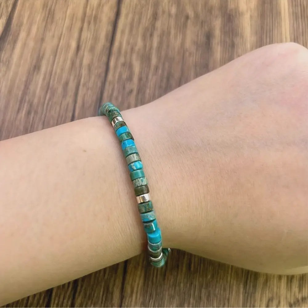 Verstelbare Natuurlijke Turkoois Kralen Armband - Uniek Cadeau & Vakantie Accessoire