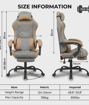 Ergonomische Gaming & Bureau Stoel met Voetensteun - Luxe Proteïne Leer