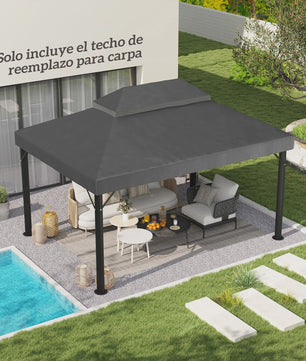 Outsunny Replacement Roof for Gazebo 4X3 m with Double Anti-Uv Roof Gray