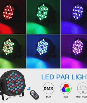 2x U'King LED Par Licht 36 RGB DMX Stage Verlichting voor Feest, DJ & Bruiloft