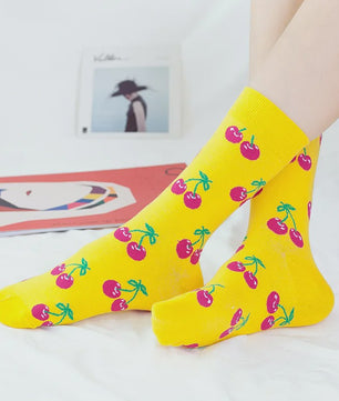 Unisex Katoenen Sokken met Vrolijke Fruit, Dieren & Kunst Prints - Hip Hop & Skateboard Stijl