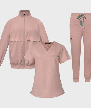 3-delige Unisex Medische Scrub Set: Jas, Top & Broek voor Zorgprofessionals