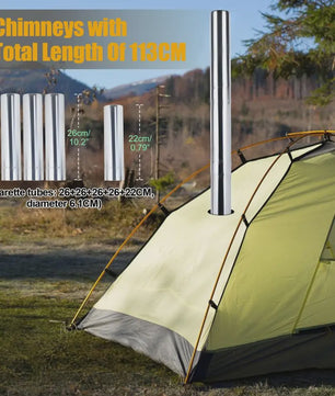 RVS Houtkachel Camping | Tentkachel met Pijpen & Accessoires voor Buiten, Jagen, Vissen
