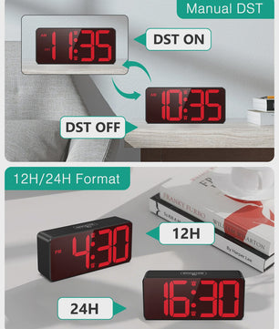 ORIA Digitale Wekker - Batterijgevoed met Groot LED Display, Dubbel Alarm & Snooze