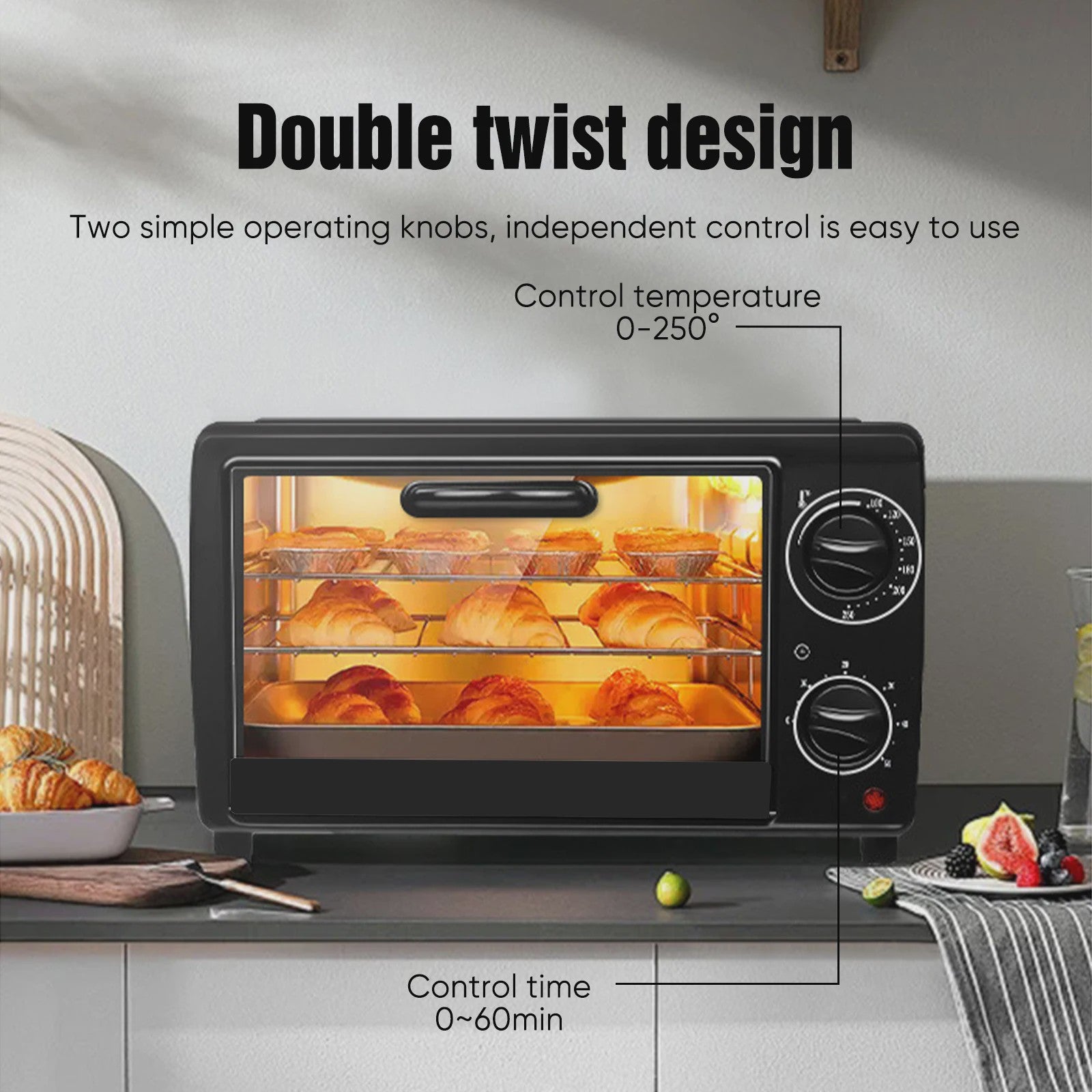 13L Mini Oven met Airfryer Functie - Multifunctioneel, 700W, 250°C, Timer tot 60 Min