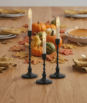 Set van 3 Unieke Metalen Kaarsenstandaards - Goud & Zwart - Elegante Tafeldecoratie