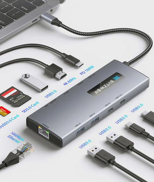 BlitzWolf BW-NEW TH8 10-in-1 USB-C Hub: 4K 60Hz, PD 100W, Gigabit Ethernet, SD/TF & USB 3.0
