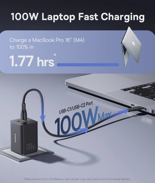 Baseus 100W GaN Snellader: Laad Laptop, Tablet & Telefoon Snel Op