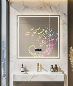 80cm LED Spiegel met Bluetooth, Tijd, Temperatuur & 3 Kleuren Verlichting - Anti-Condens
