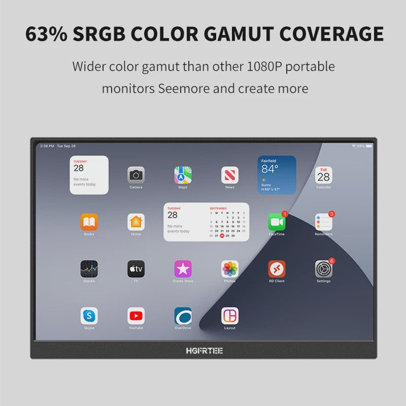 HGFRTEE 14.1" Draagbare Monitor - IPS Extra Scherm voor Laptop, Console & Telefoon
