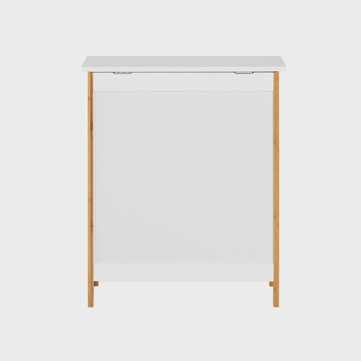 Stijlvolle Witte Wasbox met Bamboe Frame en Deksel