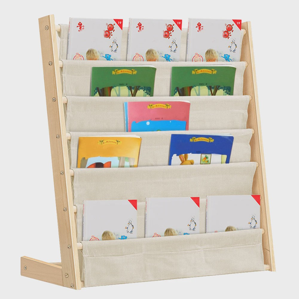 Houten Boekenkast met 6 etages en opbergvakken voor Kinderkamer