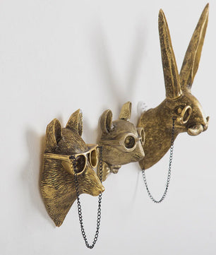 Gouden Hertenkop Wandhaak - Decoratieve Resin Muurhanger met Opbergfunctie