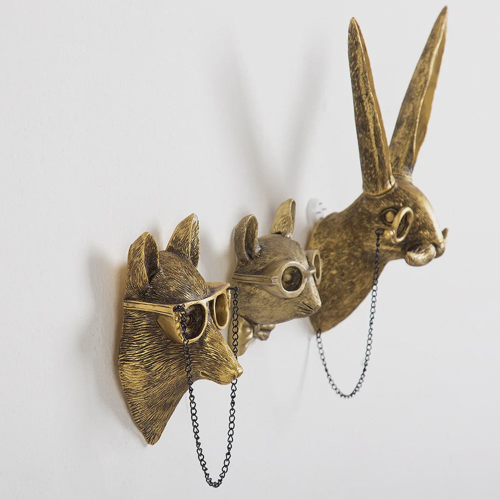 Gouden Hertenkop Wandhaak - Decoratieve Resin Muurhanger met Opbergfunctie