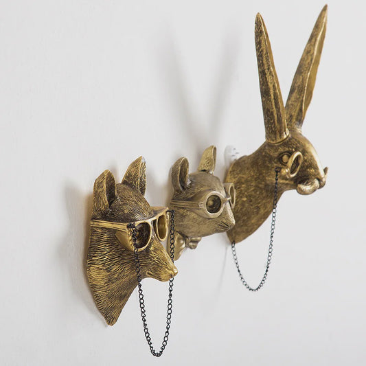 Gouden Hertenkop Wandhaak - Decoratieve Resin Muurhanger met Opbergfunctie