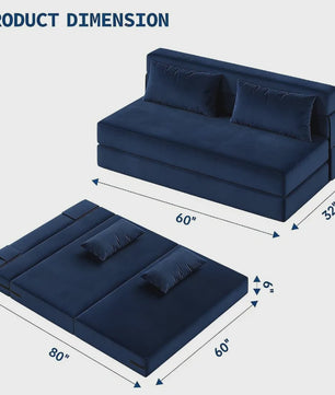 2-in-1 Fluweel Slaapbank - Comfortabele 2-zits Bank met Afneembare Hoes